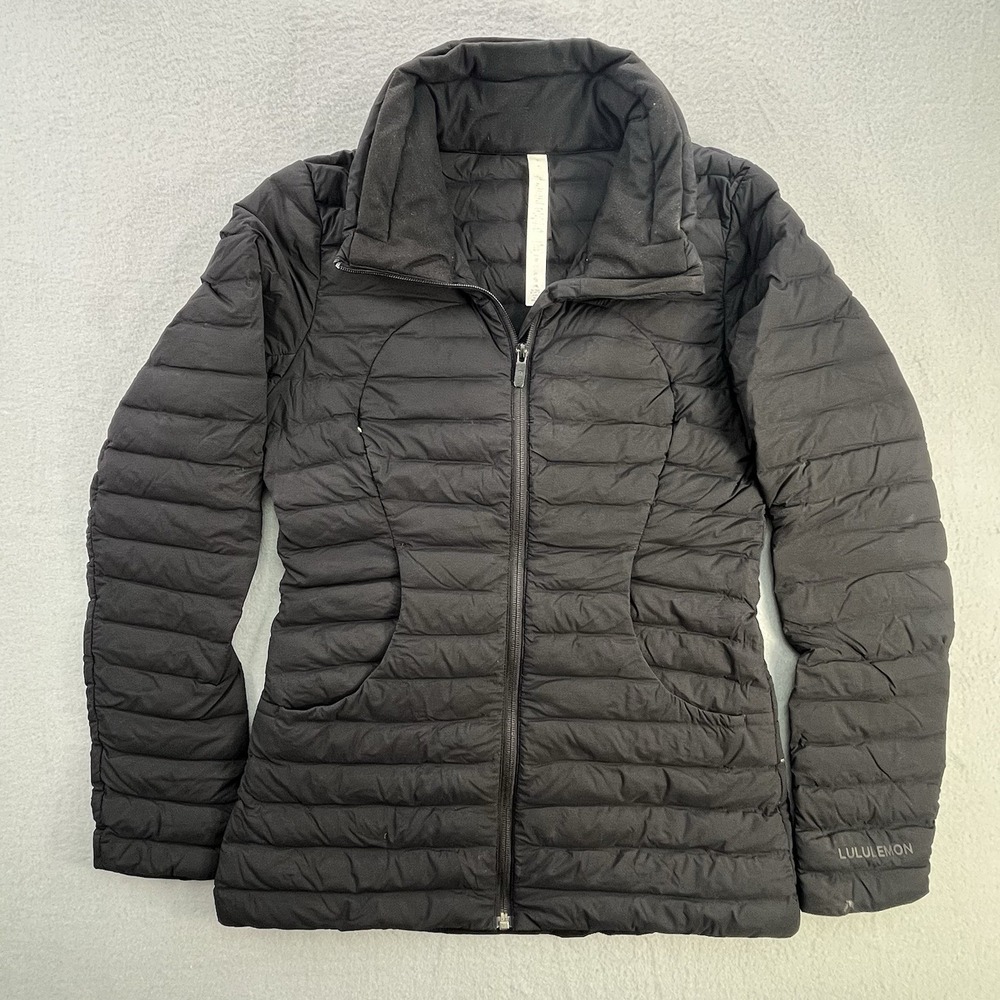 Lululemon Pack It Down Jacket Women's Size 6 Black Goose Down Hooded Puffer